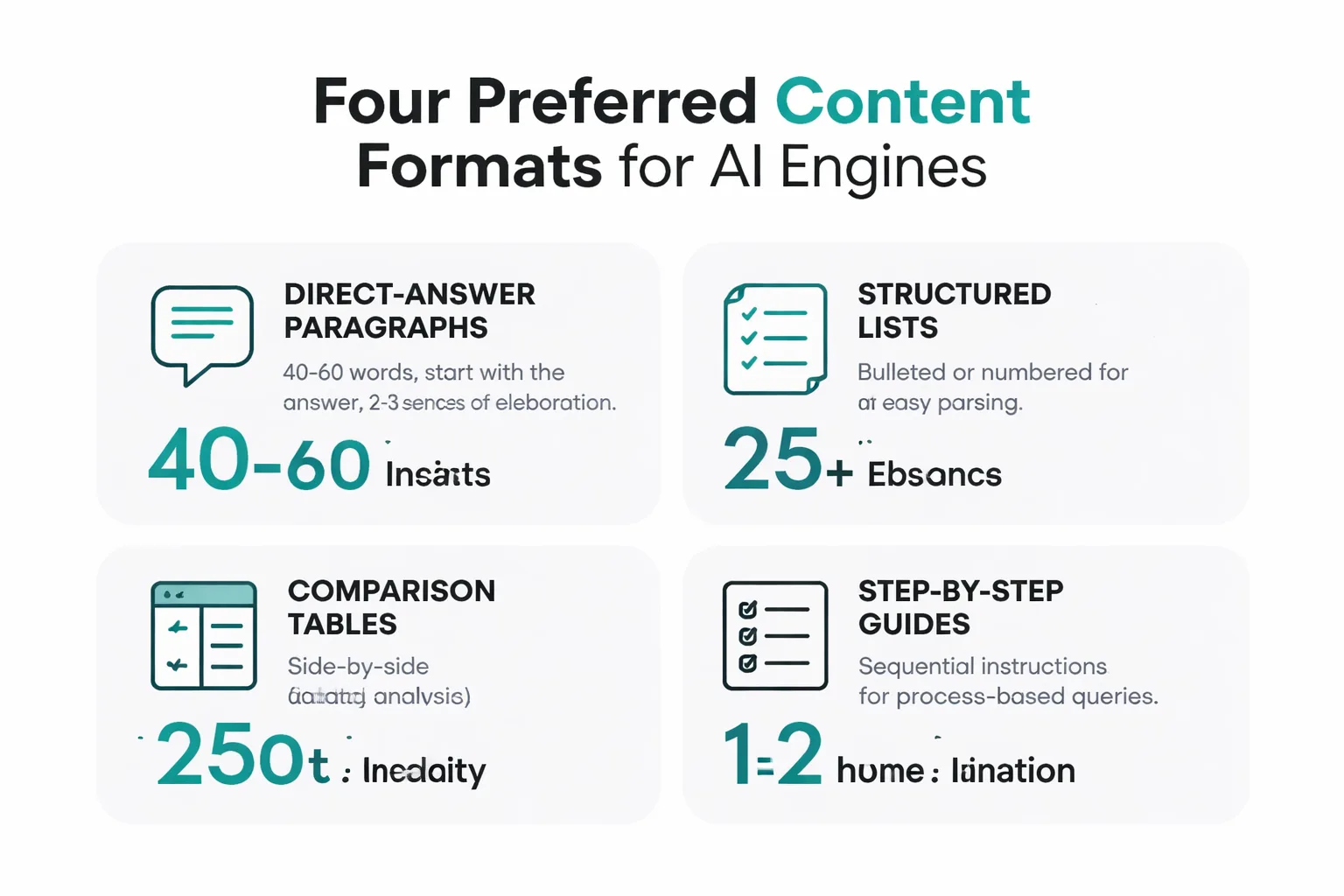 Side-by-side comparison infographic of Traditional SEO vs Answer Engine Optimization showing differences in: content goal (ranking vs. extraction), format preference (long-form prose vs. structured blocks), success metric (clicks vs. citations), schema requirement (optional vs. critical), and primary consumer (human reader vs. AI parser)