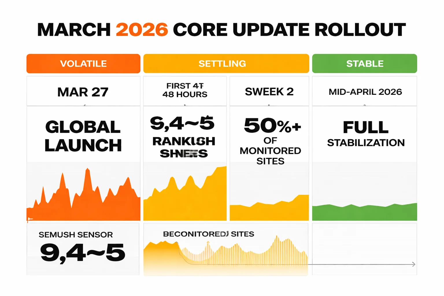 March 2026 Core Update rollout timeline and stabilization phases