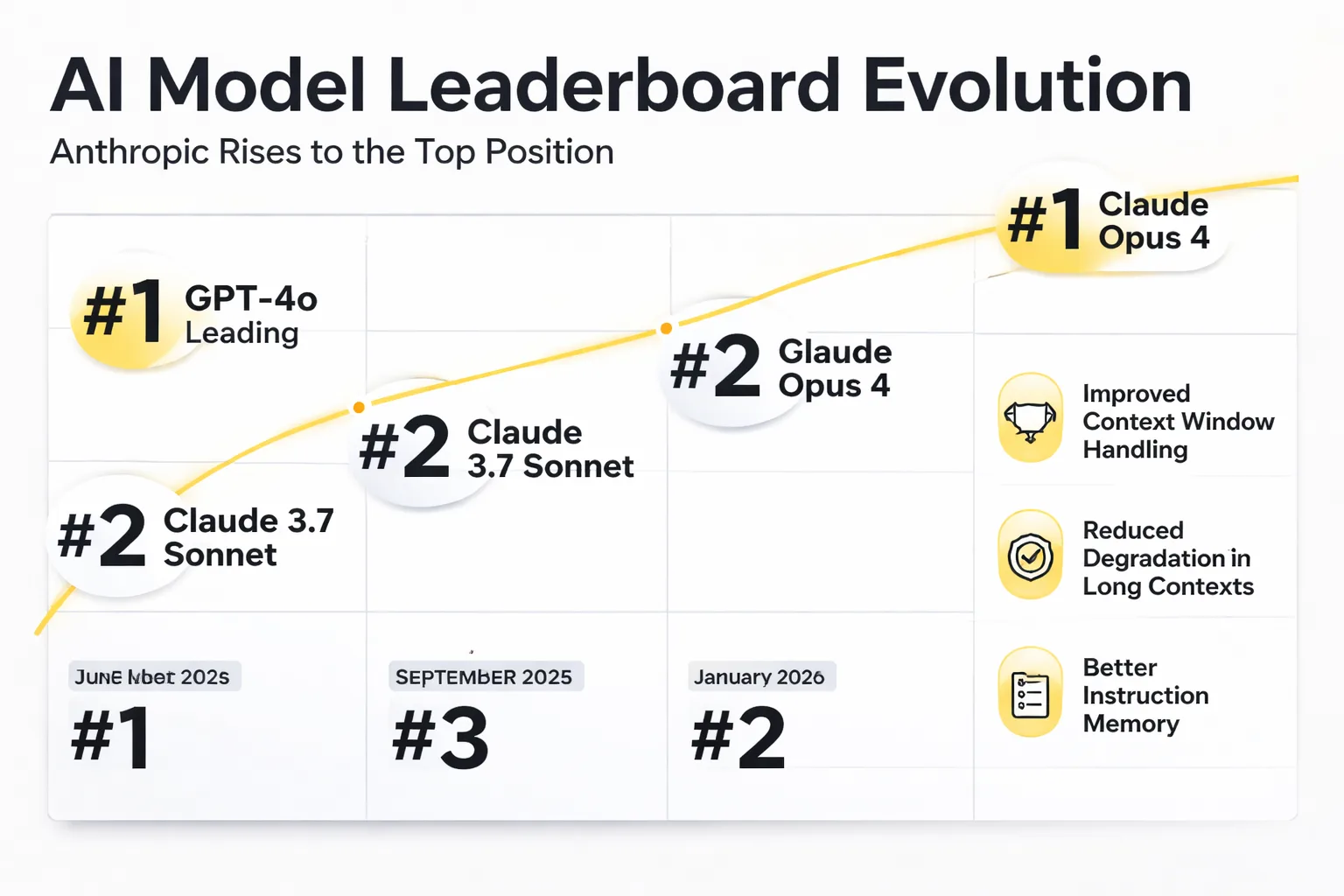 Key model releases and leaderboard shifts from early 2025 to March 2026