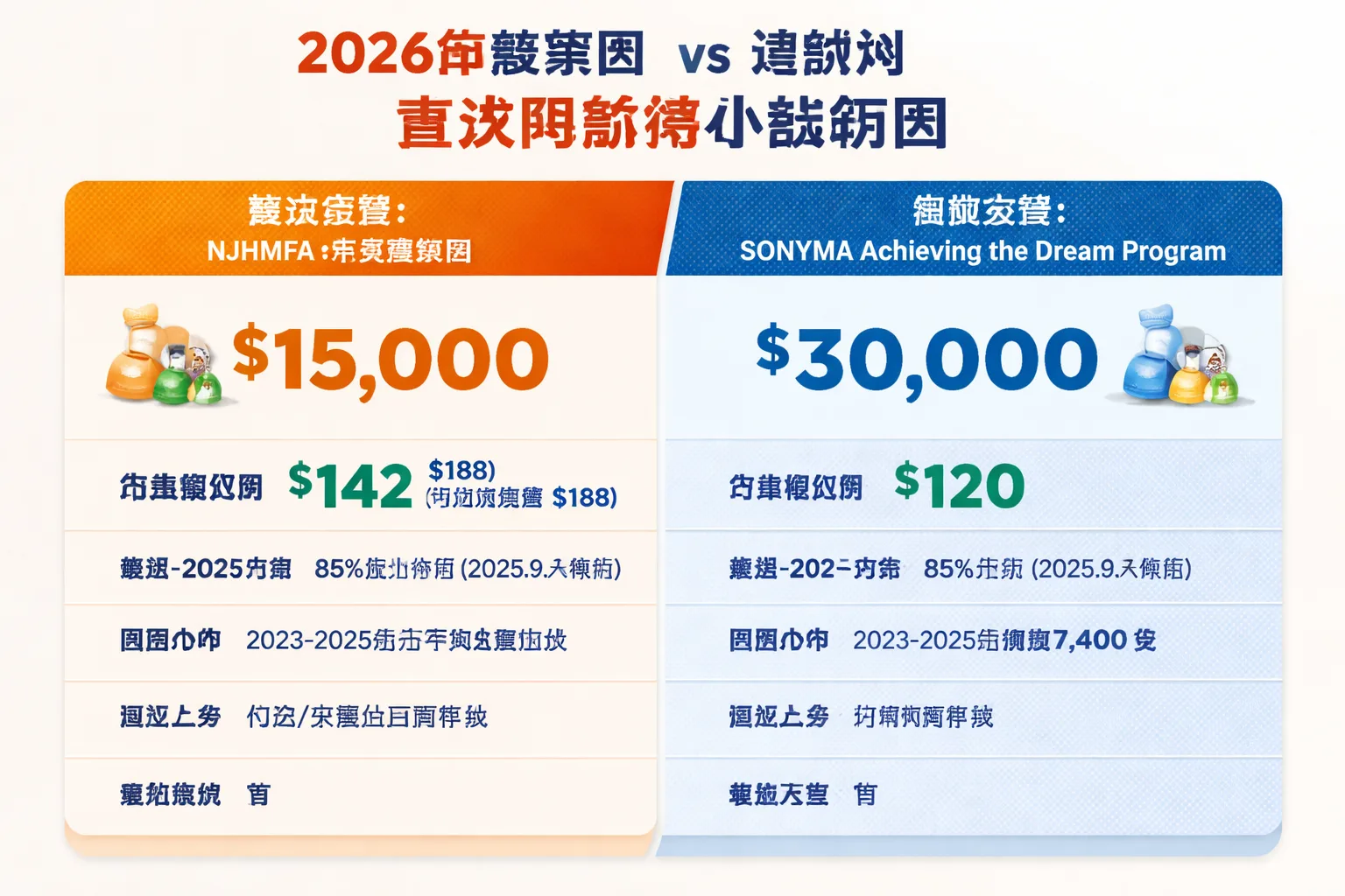NJHMFA与SONYMA首付援助项目核心条款对比
