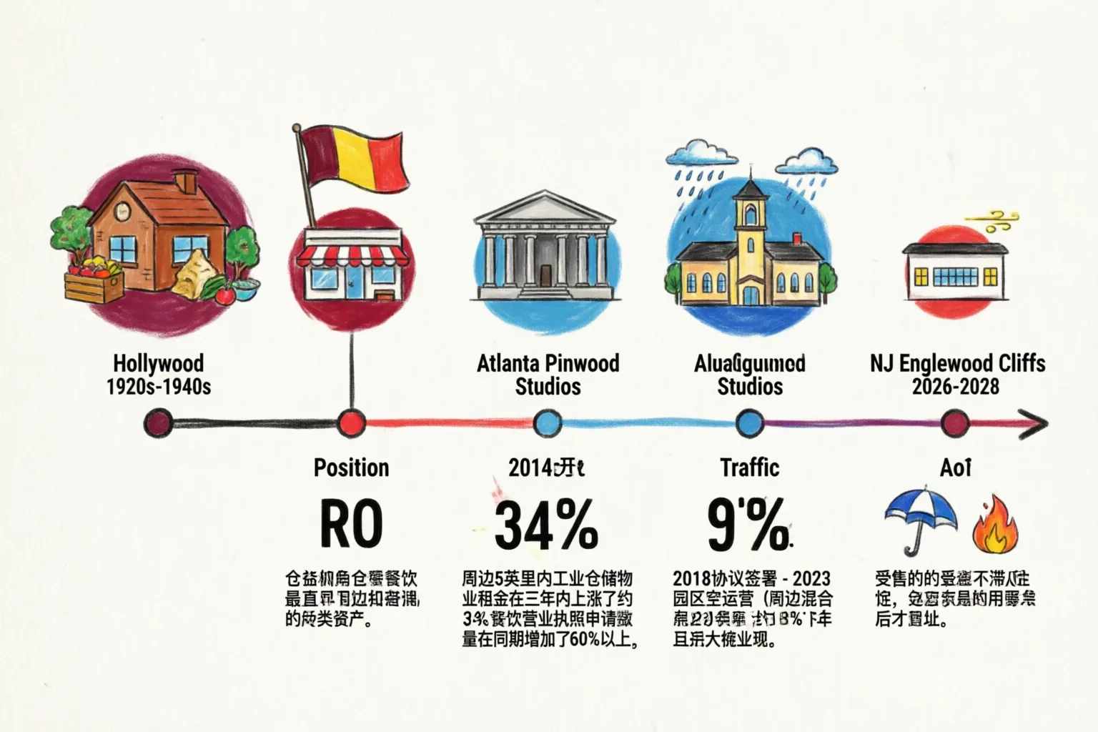 影视园区落地后周边商业地产价值变化时间线