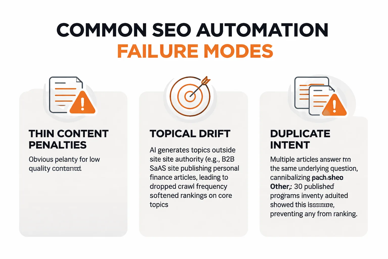Four failure modes that kill automated SEO programs