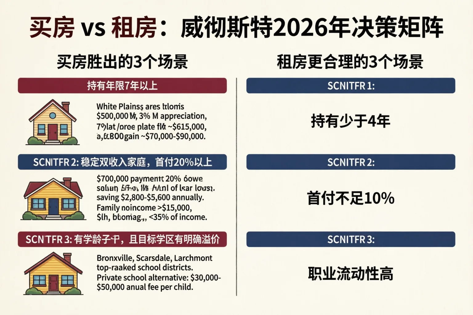 威彻斯特2026年租房vs买房决策矩阵