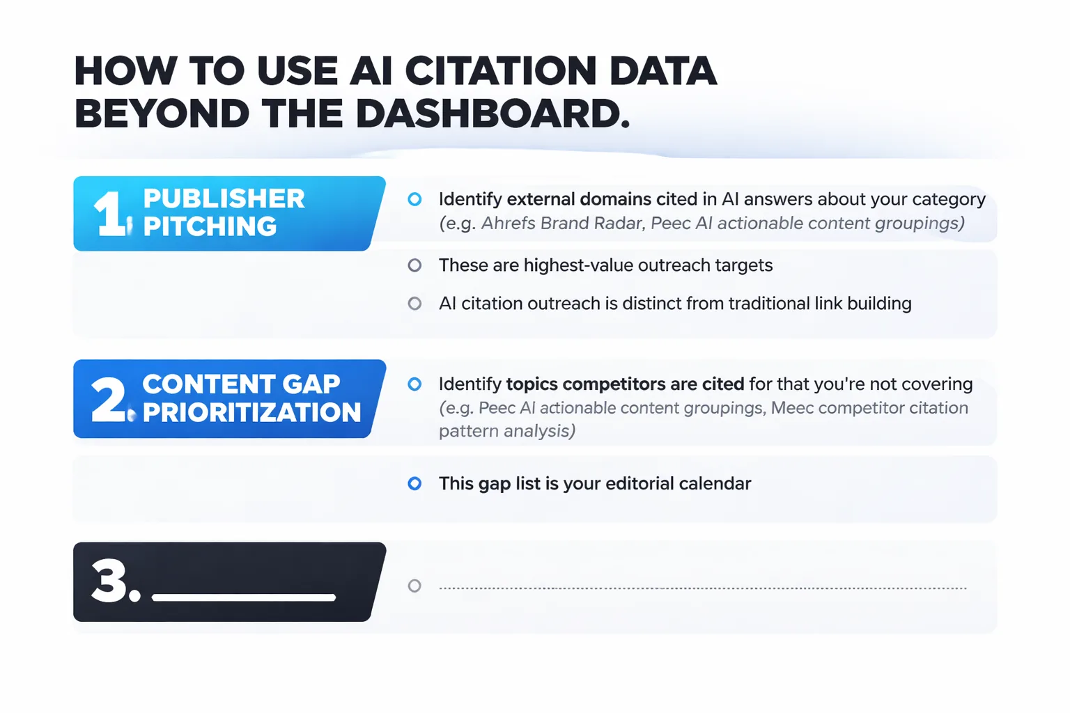 Seven steps from citation data to content strategy execution