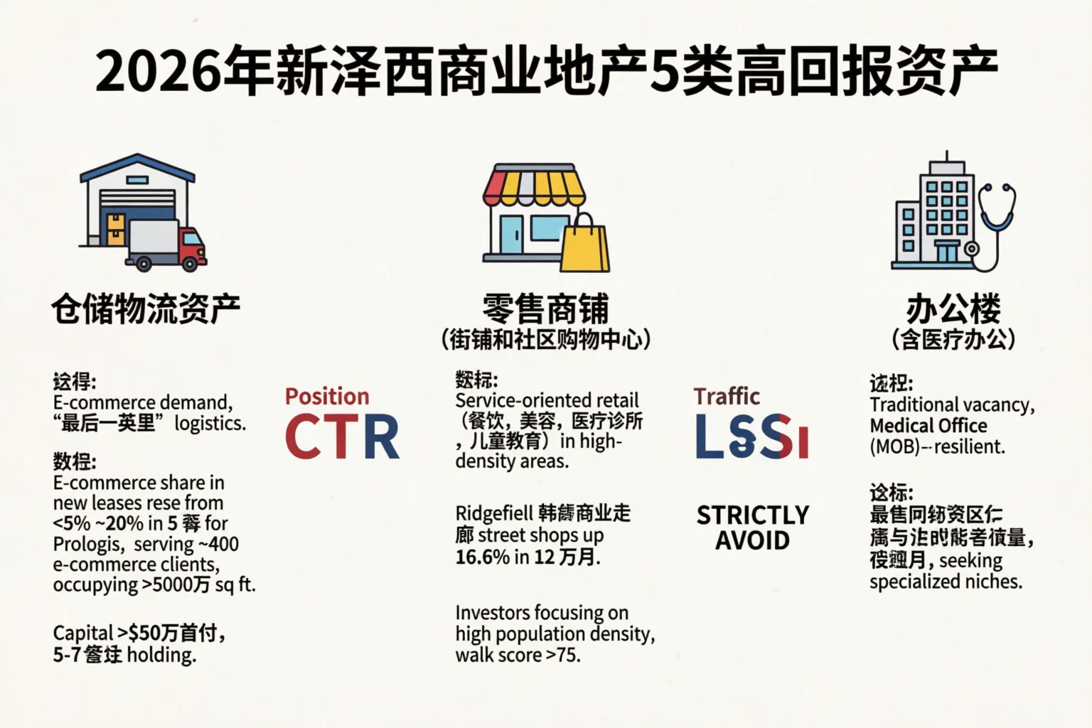2026年新泽西5类商业资产核心指标对比