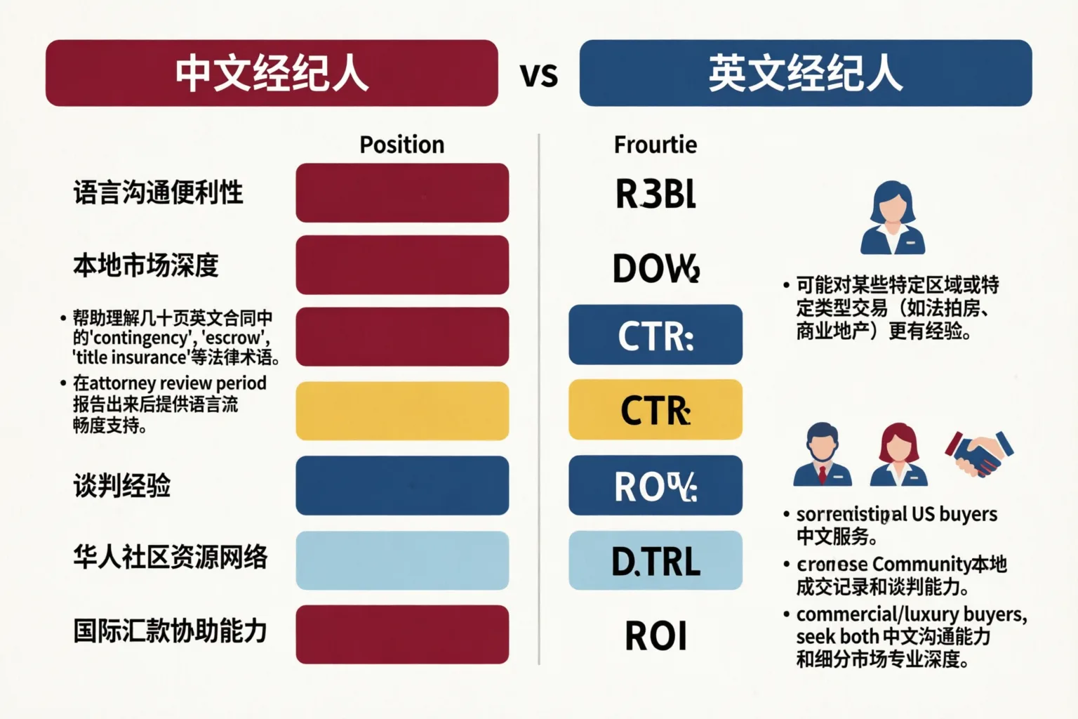 华人买家选择经纪人的关键维度对比