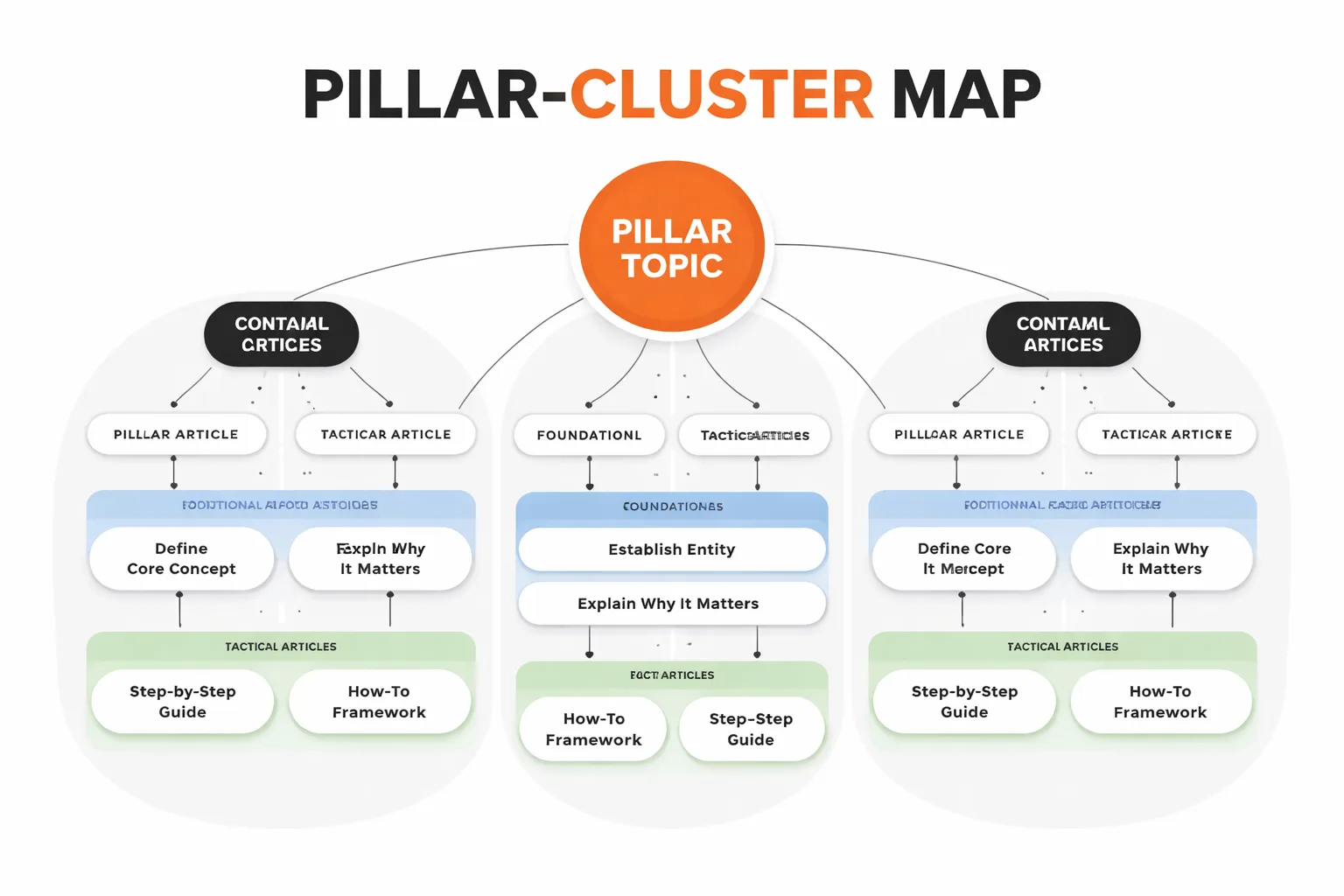 Sample pillar-cluster map for a B2B content strategy pillar