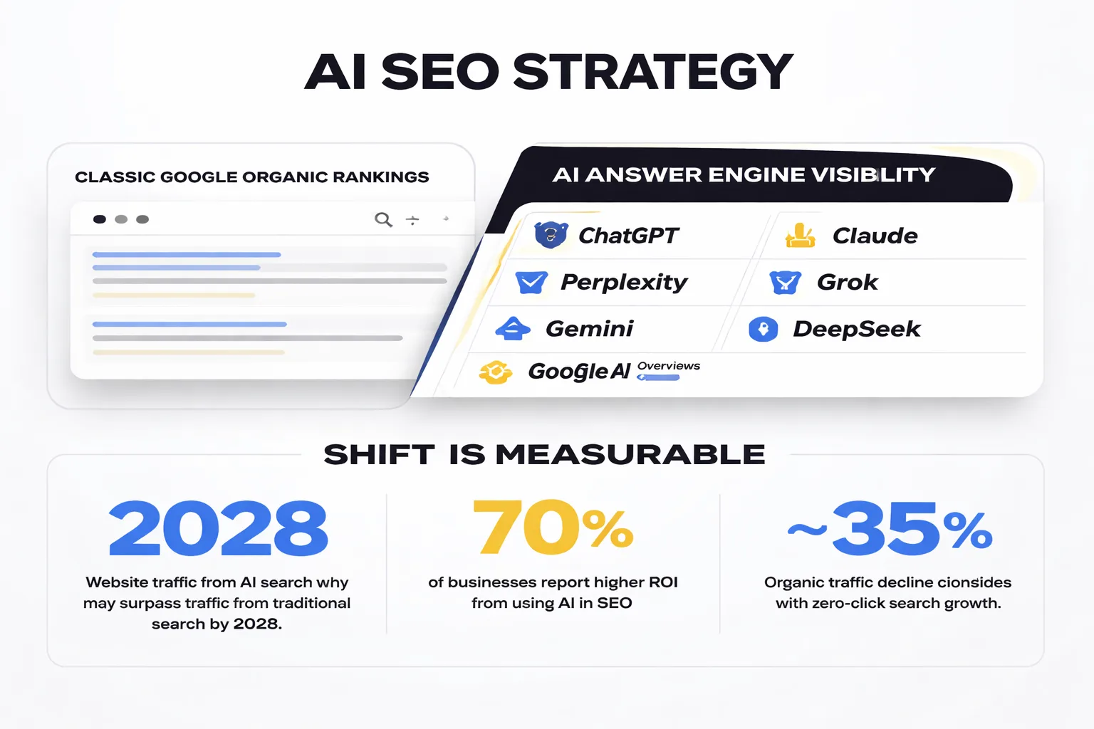 Classic SEO vs AI SEO strategy comparison across 5 key metrics