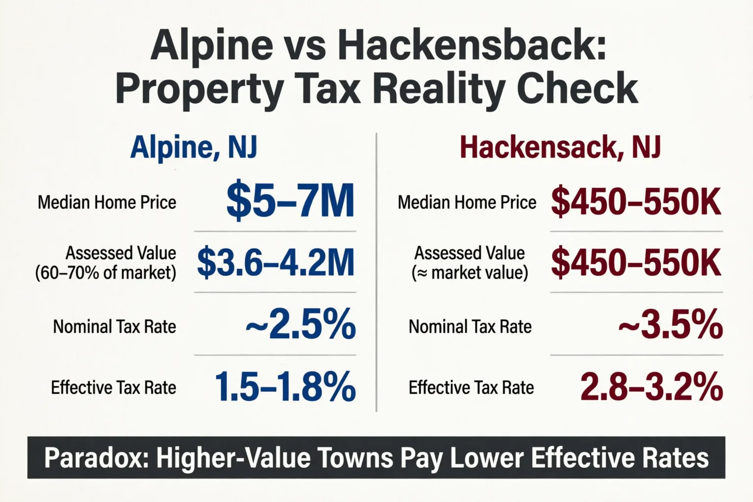 Alpine与Hackensack物业税关键指标对比