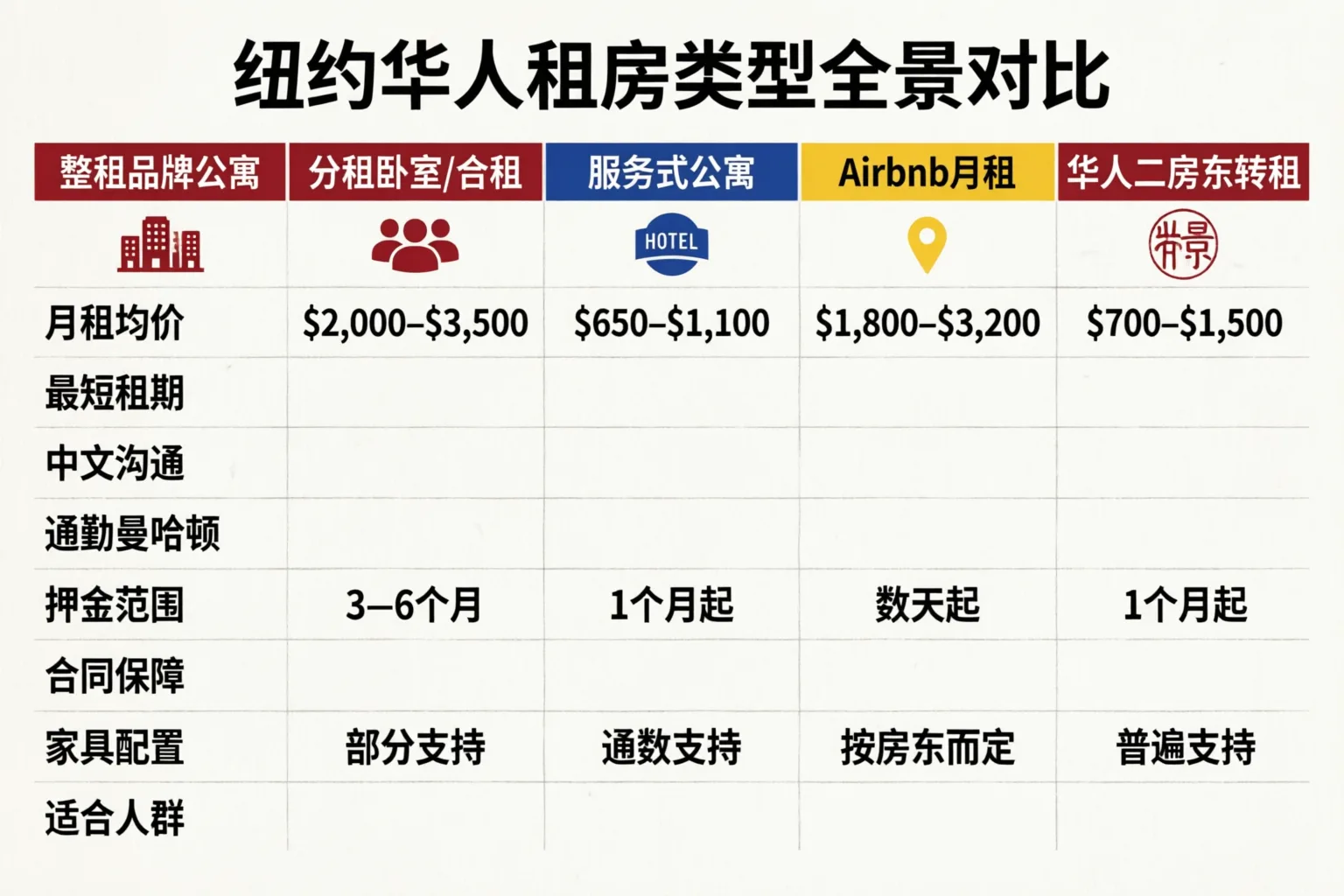 5类短租房源核心维度对比总览