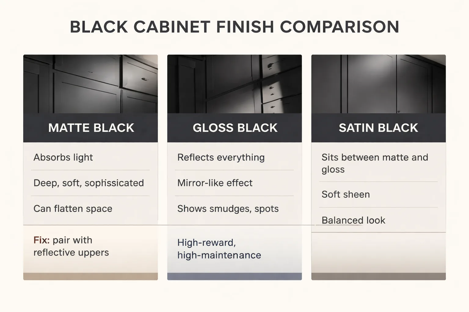 Matte vs. gloss vs. satin black finishes compared