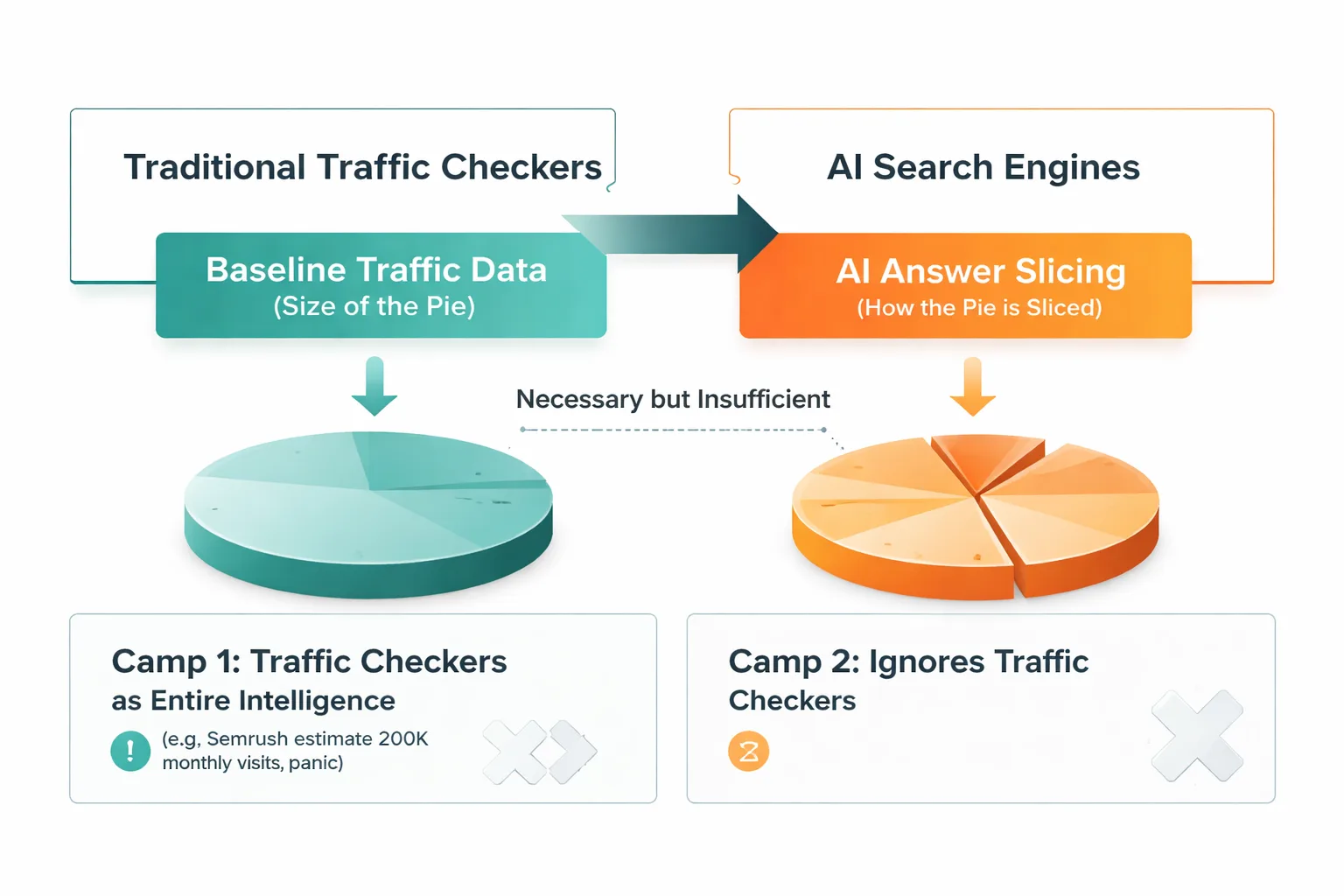 Traditional traffic checkers vs AI visibility tools compared