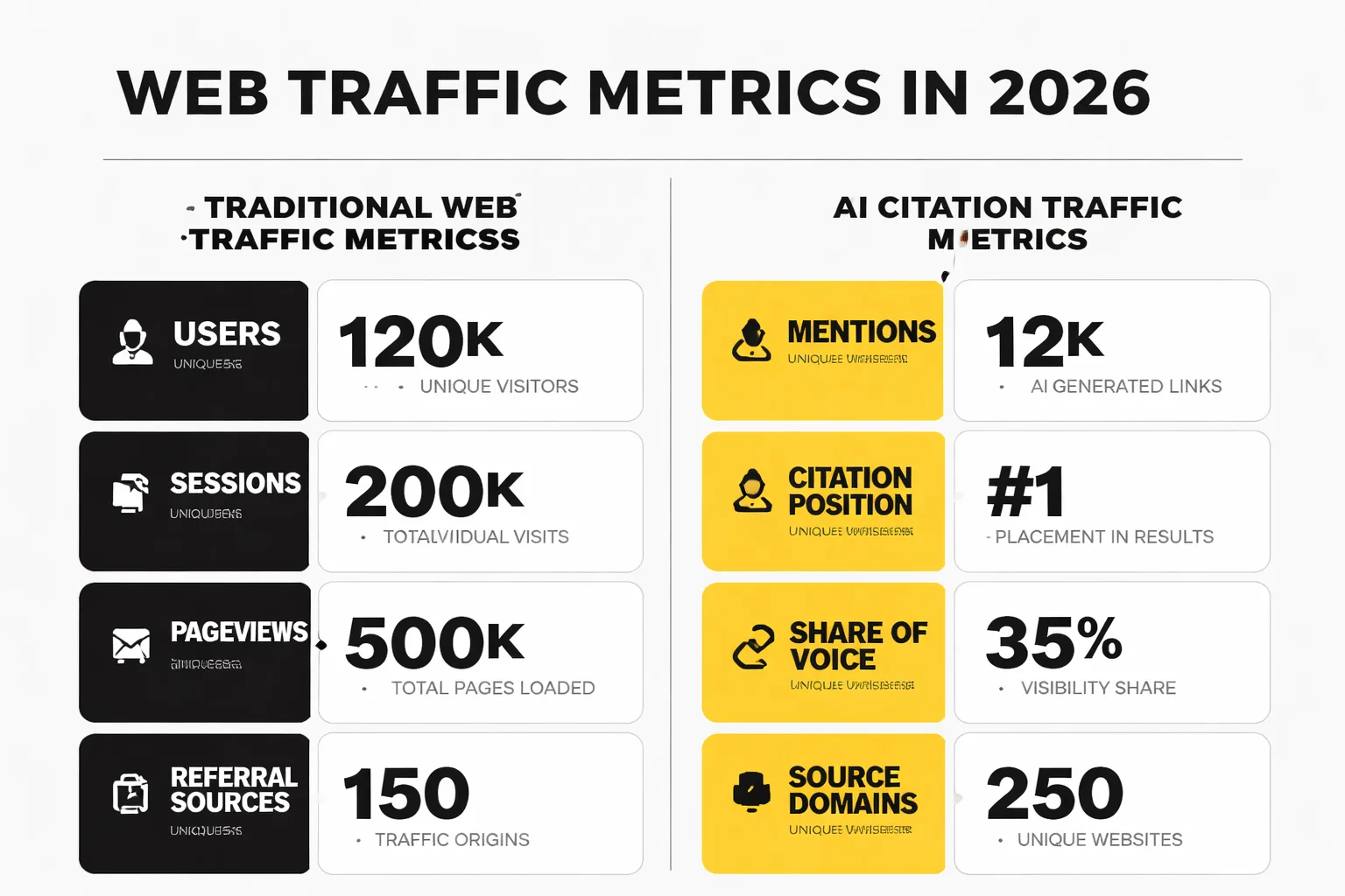 Traditional metrics vs AI citation metrics comparison