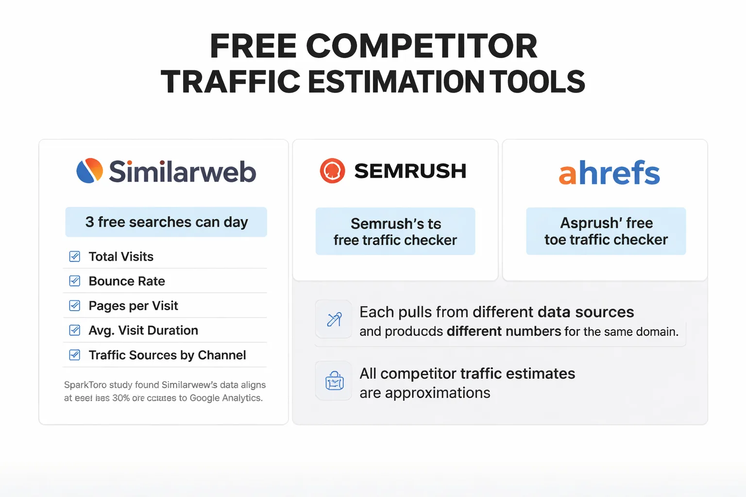 Competitor traffic estimation flowchart across three tools