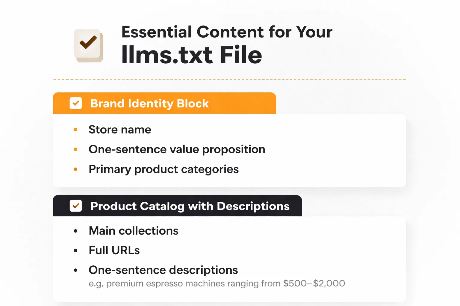Six essential elements for a complete llms.txt file