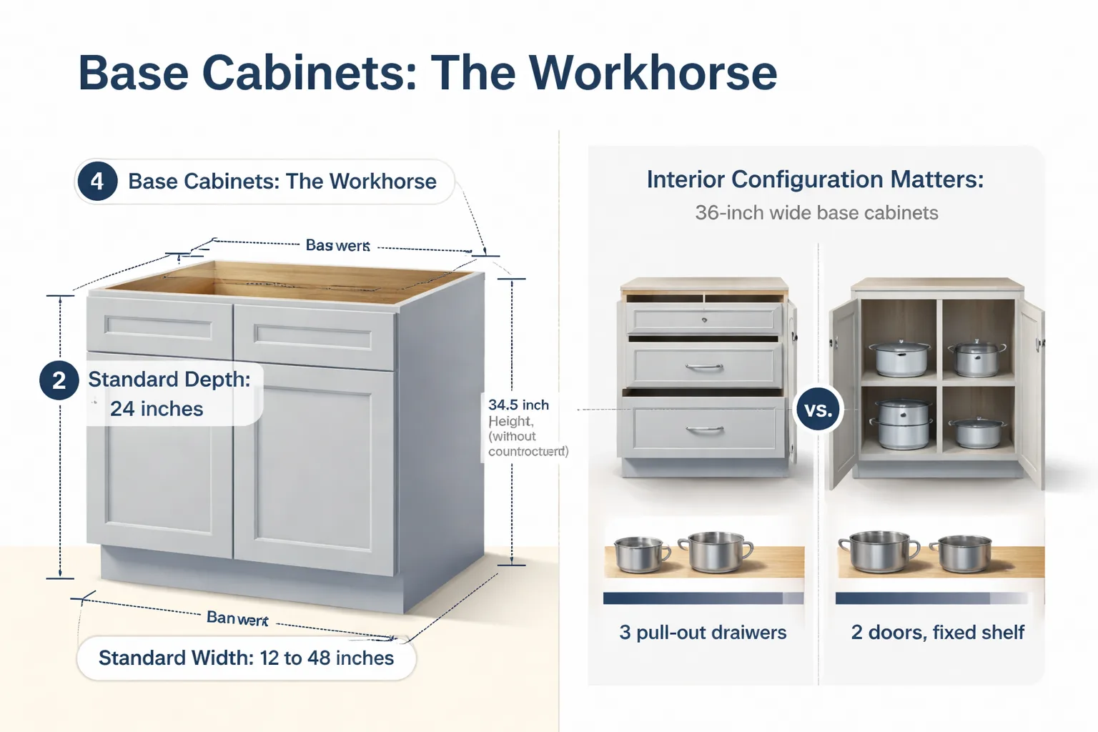 Four cabinet types compared: dimensions and NYC use cases