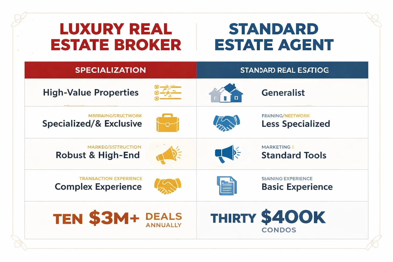 Luxury broker vs standard agent: five key differences compared