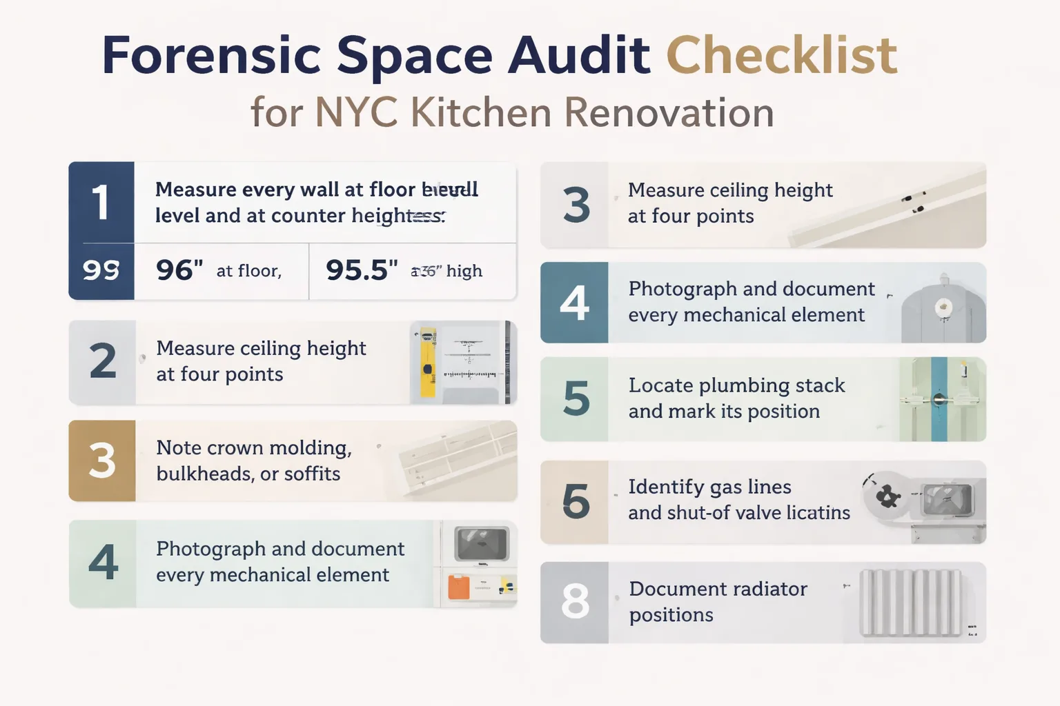 Pre-cabinet audit checklist for NYC kitchen renovations