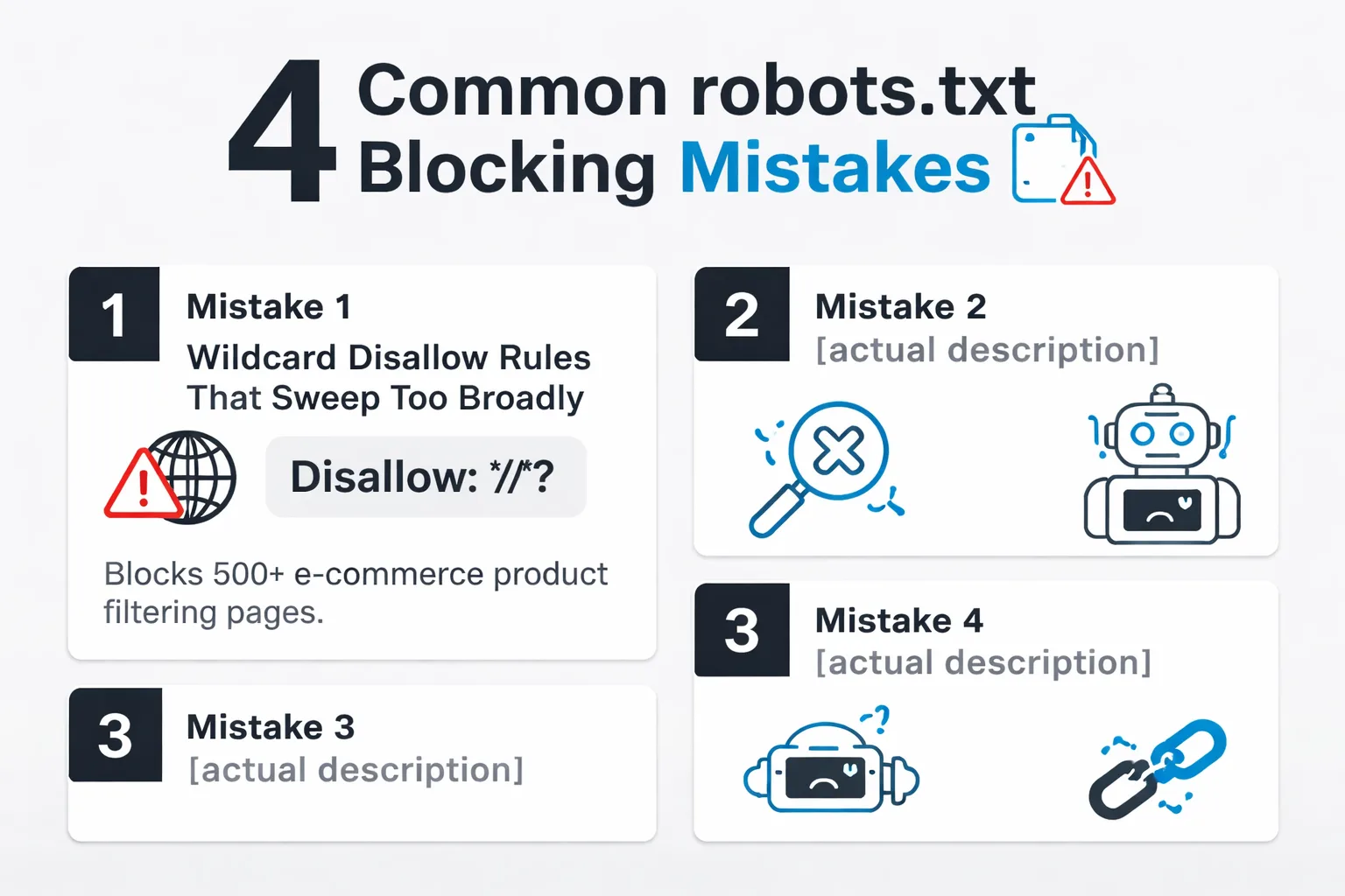 4 common robots.txt blocking mistakes compared