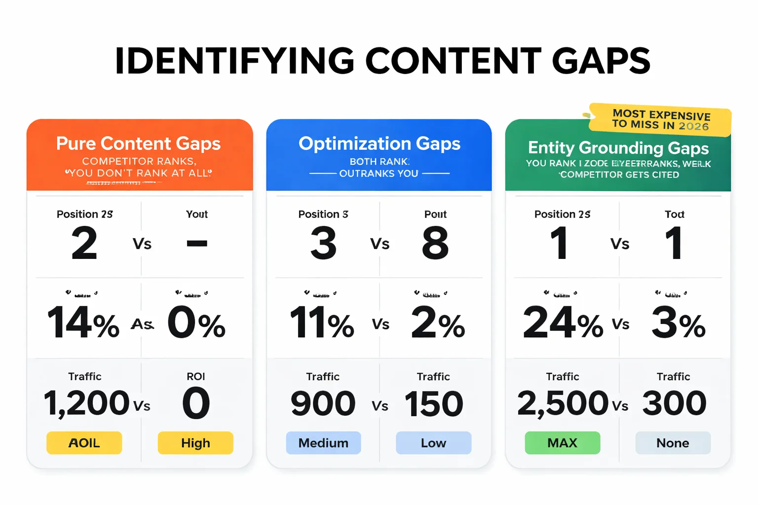 Three types of query gaps and their priority levels