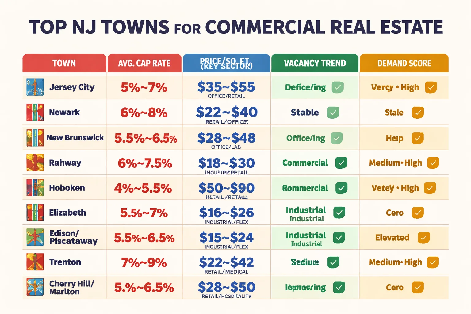 NJ towns ranked by cap rate and demand score