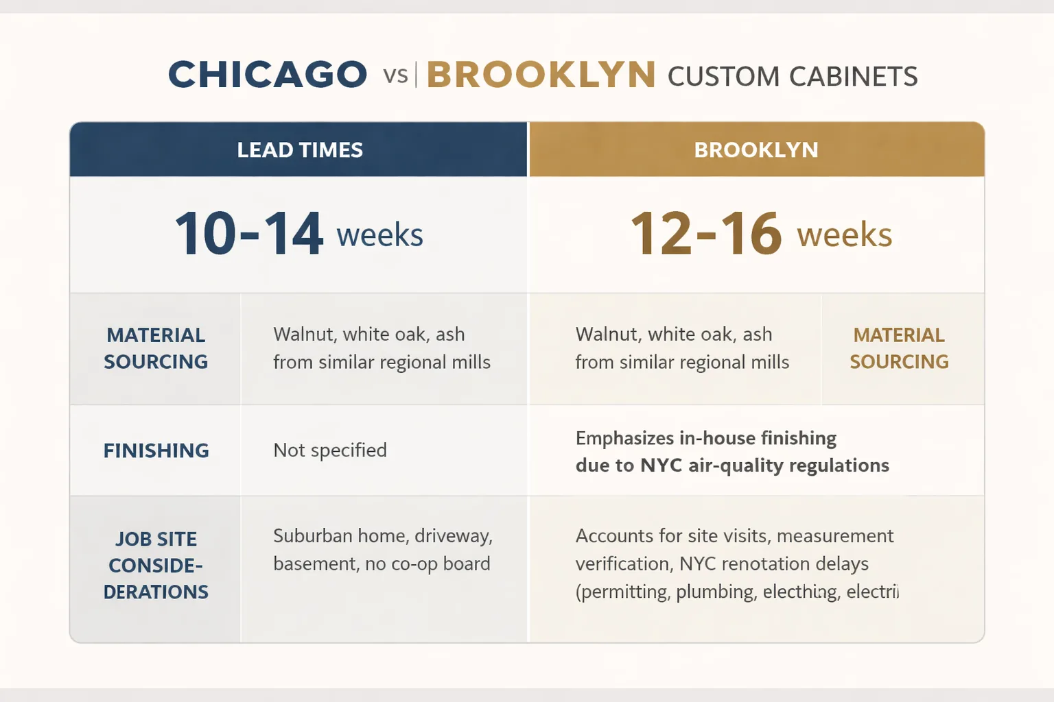 Chicago vs. Brooklyn cabinet market comparison