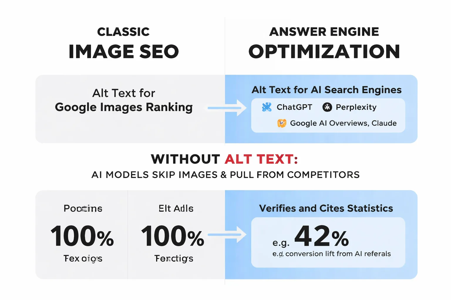 The 5-step alt text generation workflow with decision points
