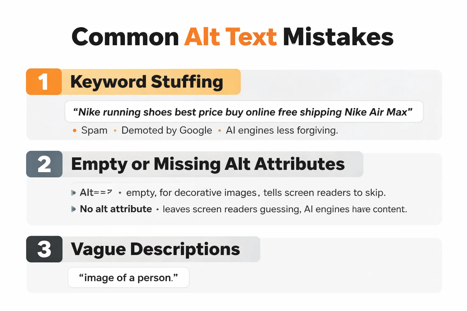 6-point checklist for reviewing alt text quality before publishing