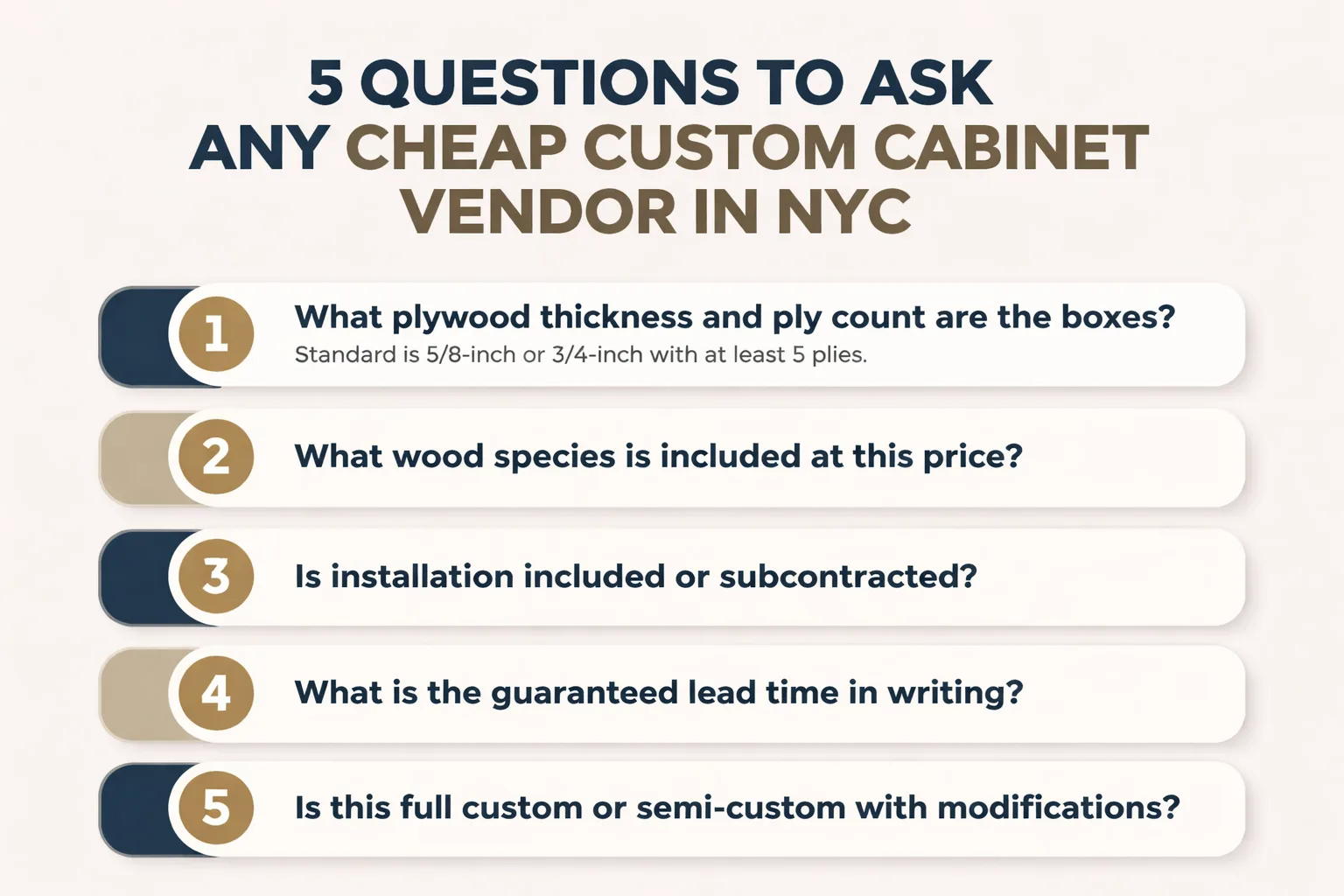 5 essential questions for any NYC custom cabinet vendor