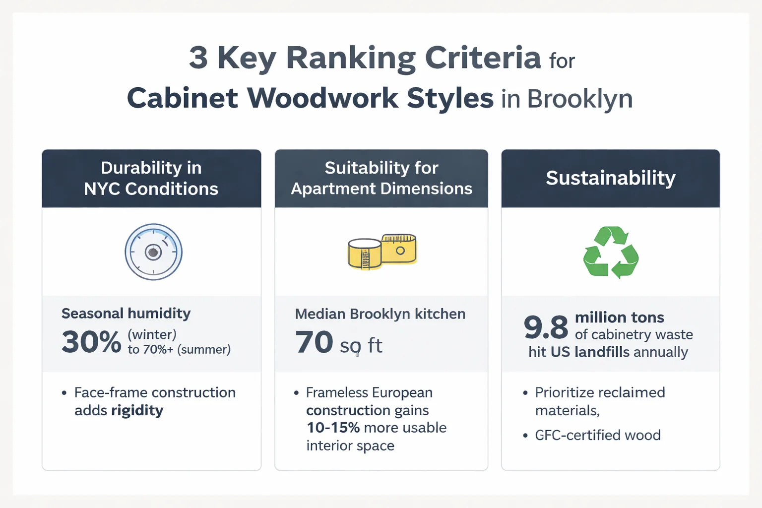 Five cabinet woodwork styles ranked across key criteria