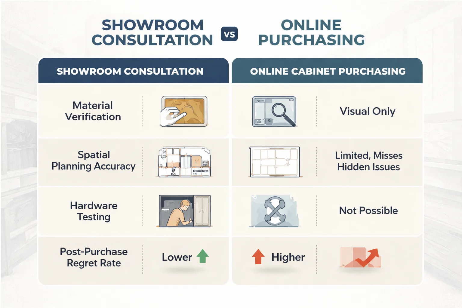 Showroom vs online cabinet buying comparison