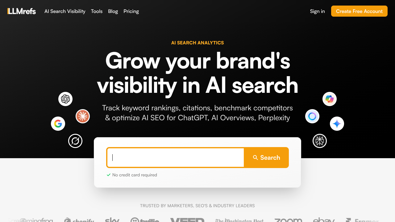 Screenshot of LLMrefs's landing page