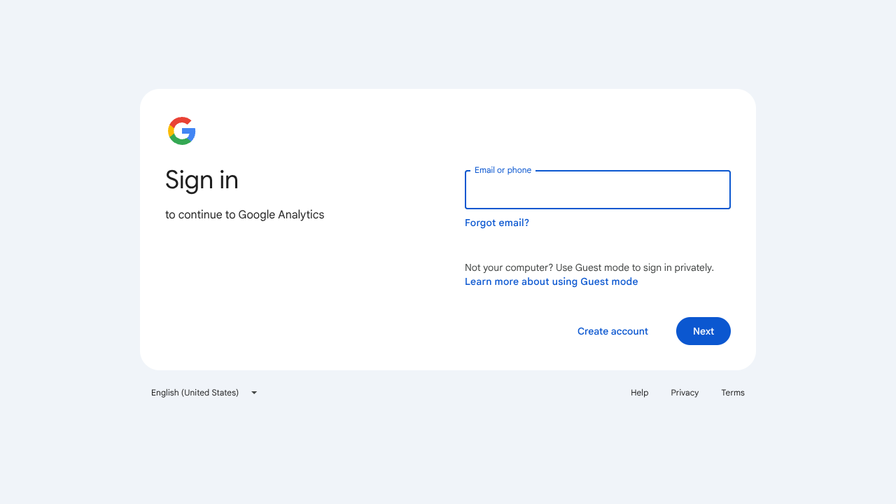 Screenshot of Google Analytics 4's landing page