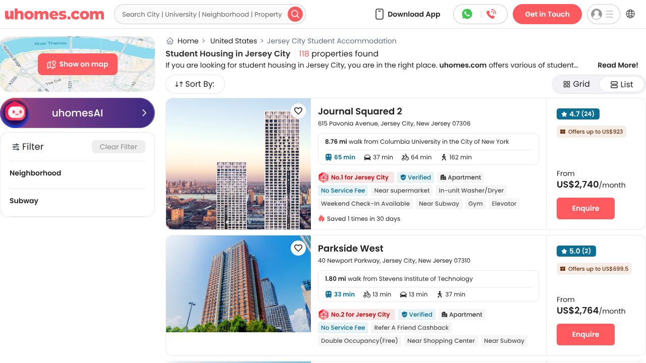 Screenshot of 异乡好居's landing page