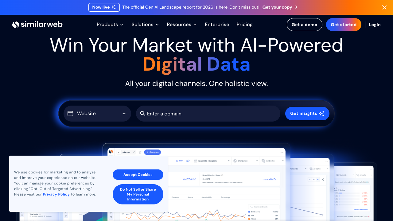 Screenshot of Similarweb's landing page