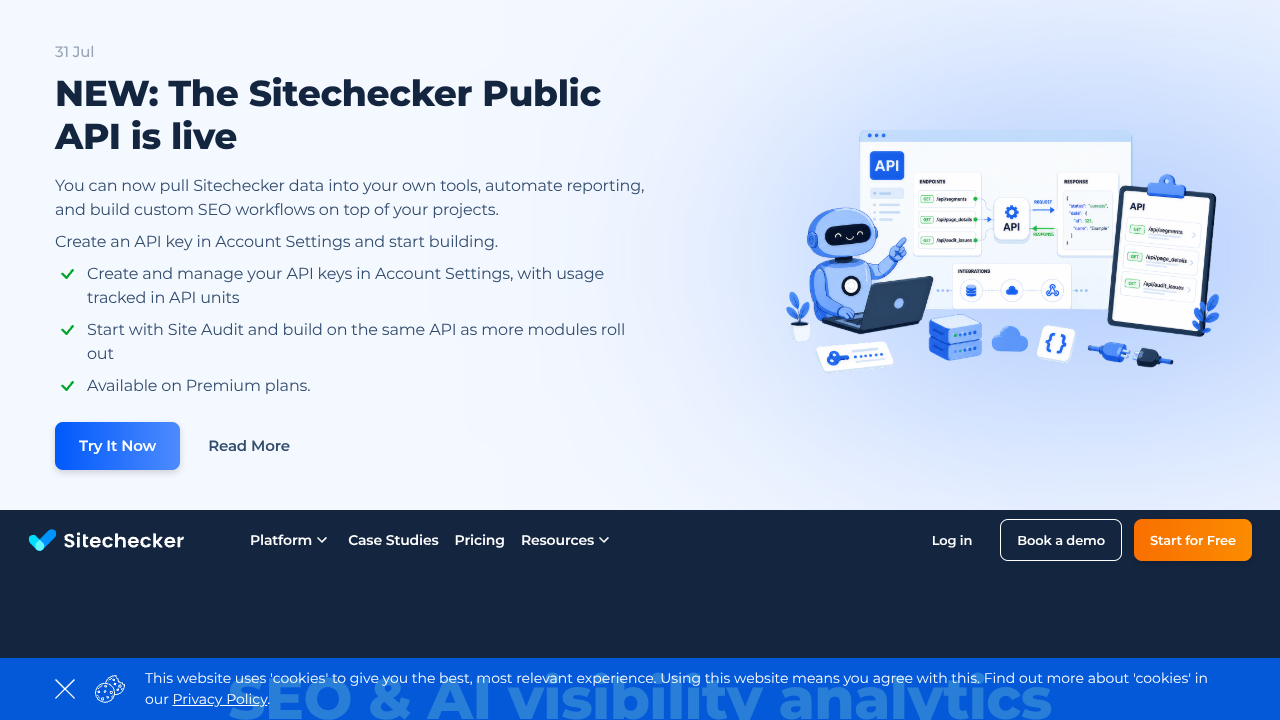 Screenshot of Sitechecker's landing page
