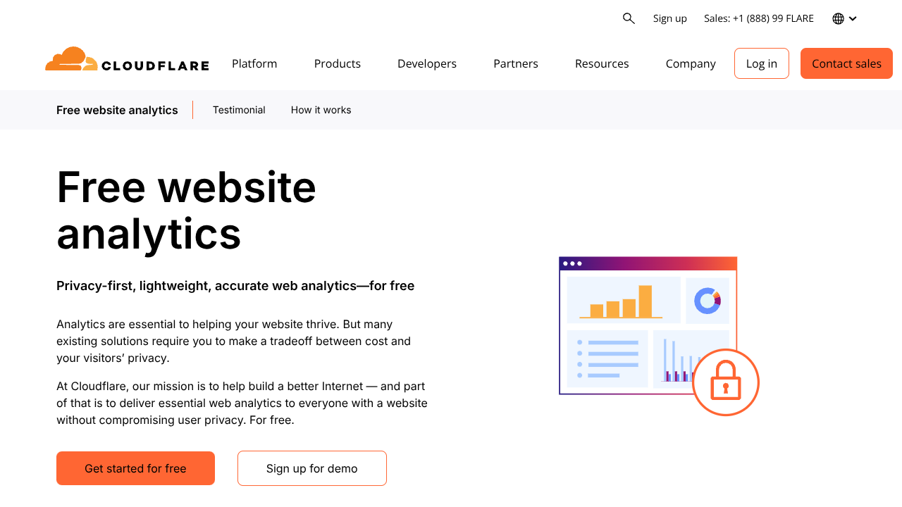Screenshot of Cloudflare Web Analytics's landing page