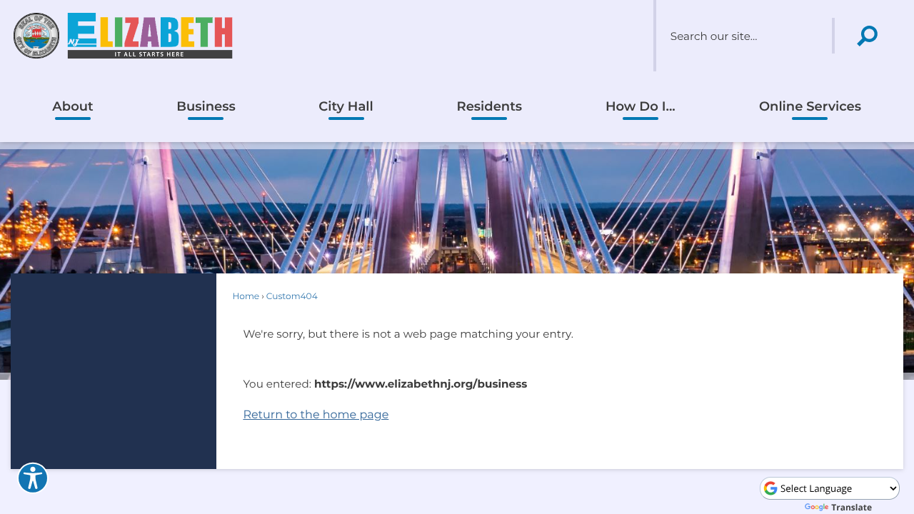 Screenshot of Elizabeth's landing page
