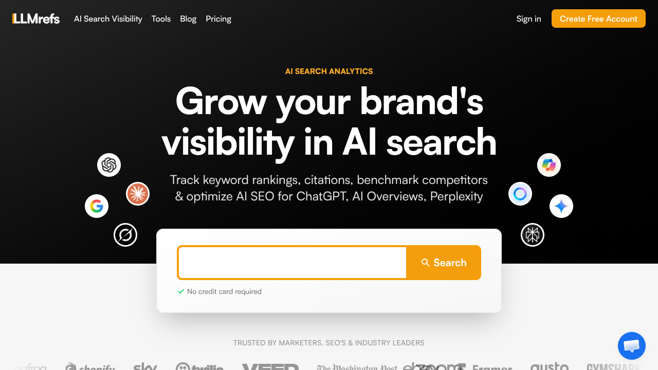 Screenshot of Peec AI's landing page