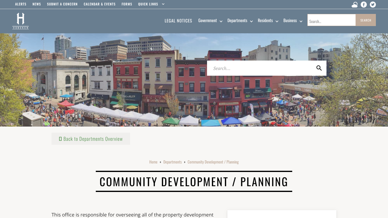 Screenshot of Hoboken's landing page