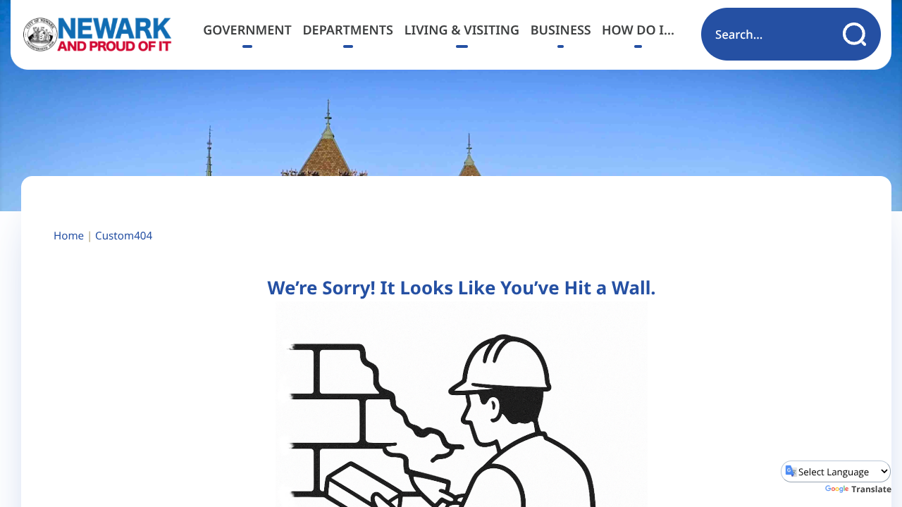 Screenshot of Newark's landing page