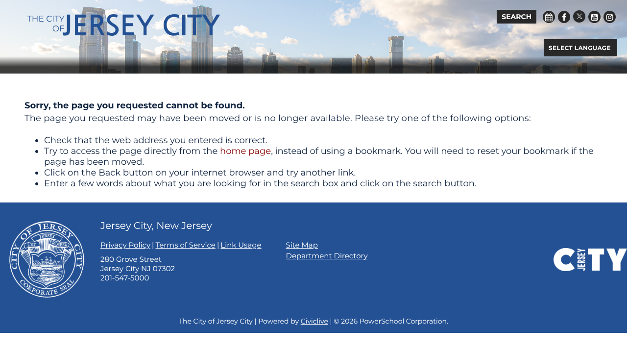 Screenshot of Jersey City's landing page