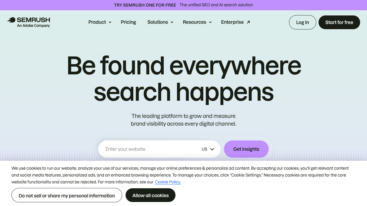 Screenshot of Semrush AI Toolkit's landing page