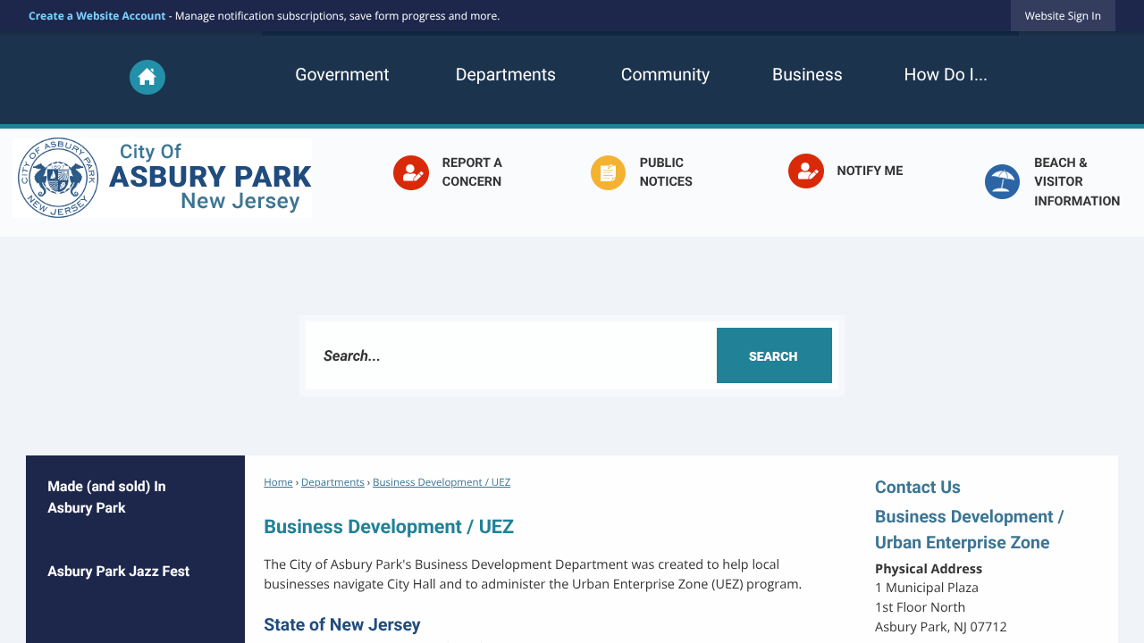 Screenshot of Asbury Park's landing page