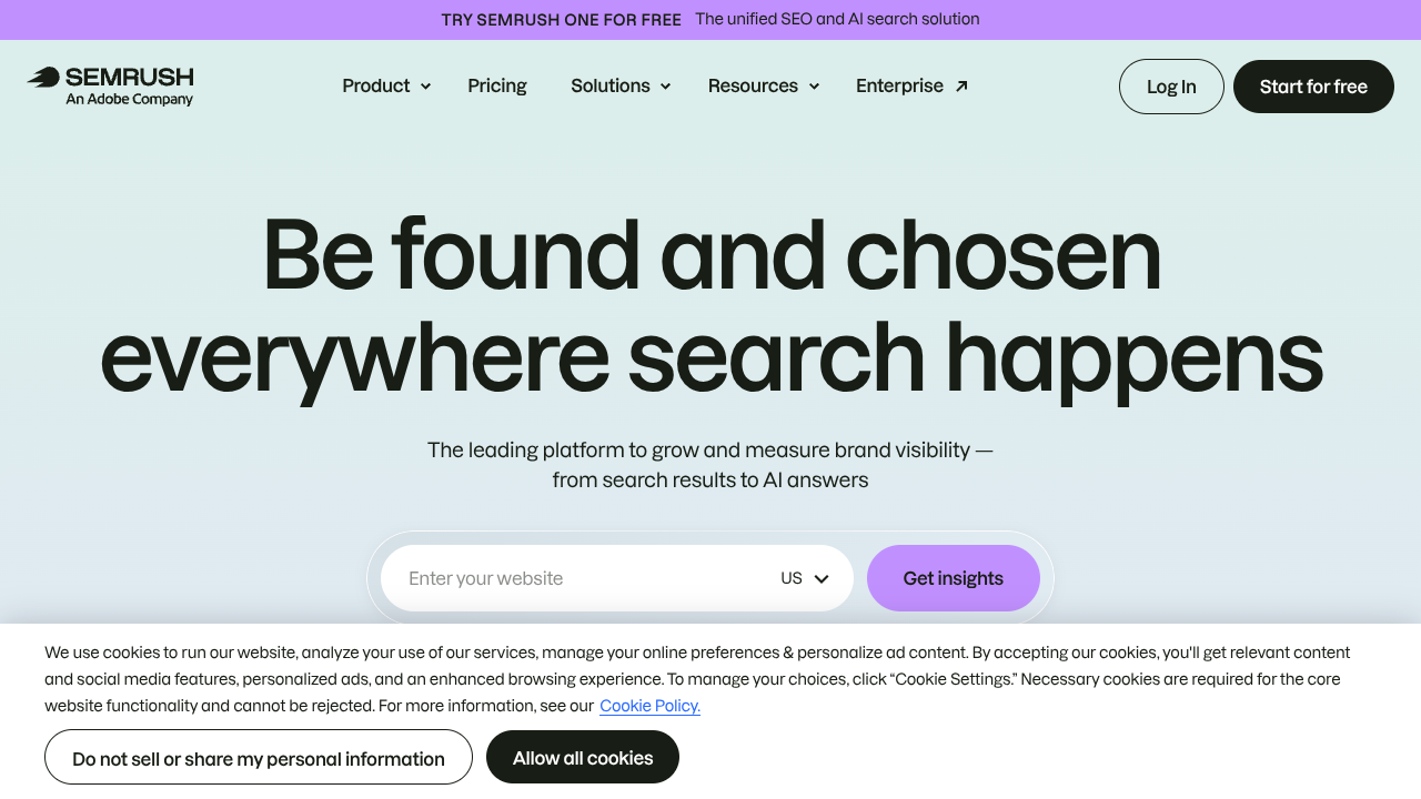 Screenshot of Semrush AI Toolkit's landing page